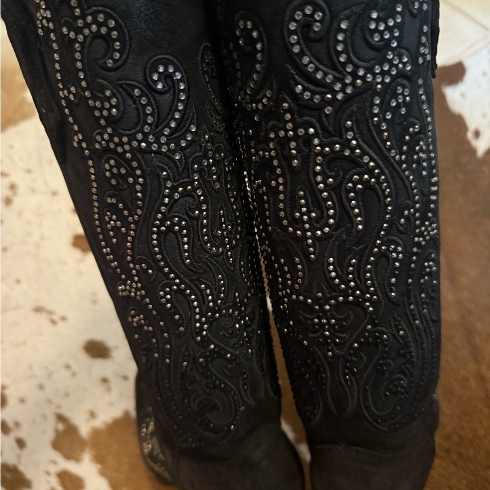 Corral Black Leather Sparkly Cowgirl Boots - Picture 4 of 7